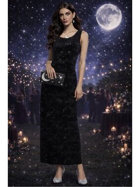 California Concepts Dress Vintage 90’s Velvet Glitter Goth Fairycore Whimsigoth